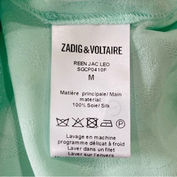 Zadig & Voltaire Medium Reen Ruffle Neck Silk Maxi Dress Mint Green $578 NWT - Picture 14 of 16